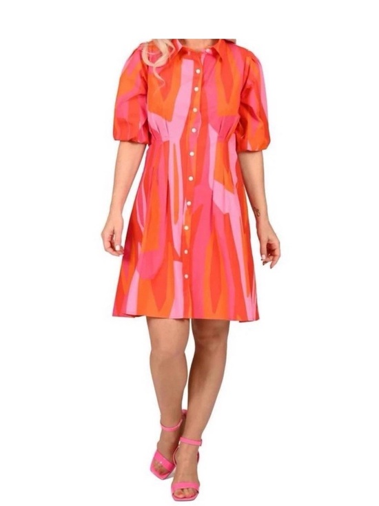 Scapa Dresses & Skirts - NWT Large SCAPA button down knee length  dress in orange/pink Lauren Perre